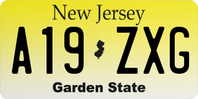 NJ license plate A19ZXG