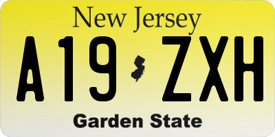 NJ license plate A19ZXH