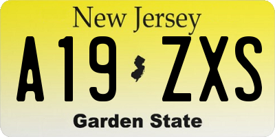 NJ license plate A19ZXS