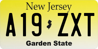 NJ license plate A19ZXT