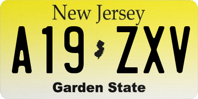 NJ license plate A19ZXV