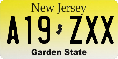 NJ license plate A19ZXX