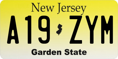 NJ license plate A19ZYM