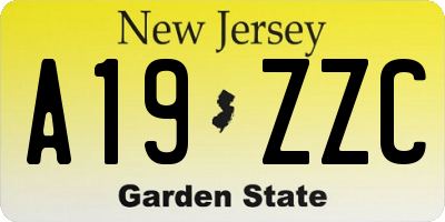 NJ license plate A19ZZC