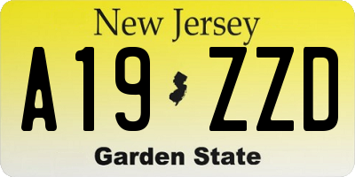 NJ license plate A19ZZD