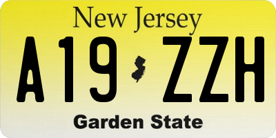 NJ license plate A19ZZH
