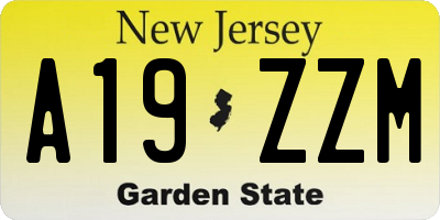 NJ license plate A19ZZM