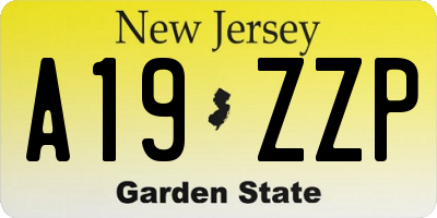 NJ license plate A19ZZP