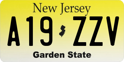 NJ license plate A19ZZV