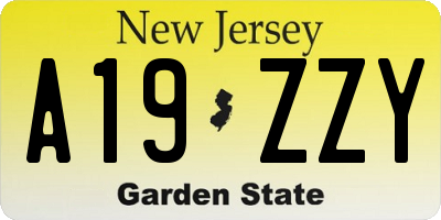 NJ license plate A19ZZY