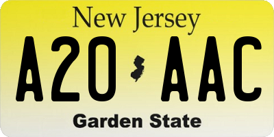 NJ license plate A20AAC