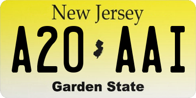 NJ license plate A20AAI