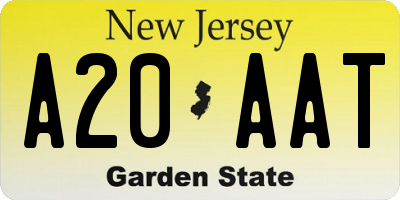 NJ license plate A20AAT