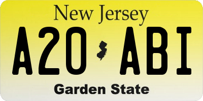NJ license plate A20ABI