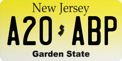 NJ license plate A20ABP