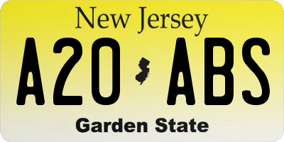 NJ license plate A20ABS