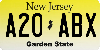 NJ license plate A20ABX