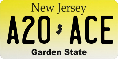 NJ license plate A20ACE