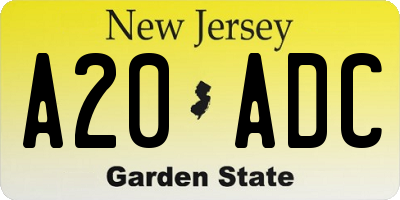 NJ license plate A20ADC