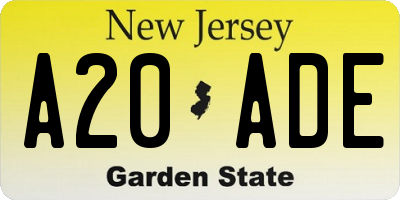 NJ license plate A20ADE