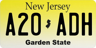 NJ license plate A20ADH