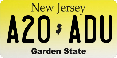 NJ license plate A20ADU