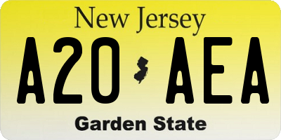 NJ license plate A20AEA