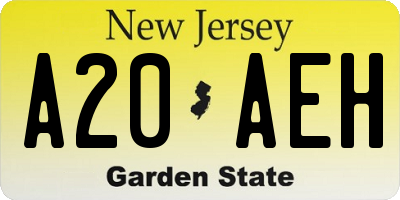 NJ license plate A20AEH
