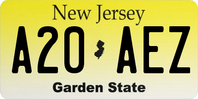NJ license plate A20AEZ