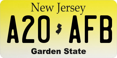 NJ license plate A20AFB