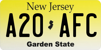 NJ license plate A20AFC