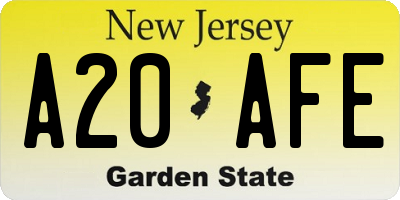 NJ license plate A20AFE