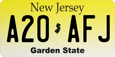 NJ license plate A20AFJ