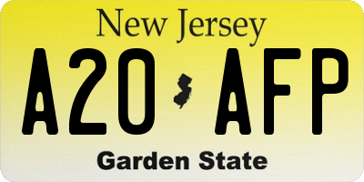 NJ license plate A20AFP