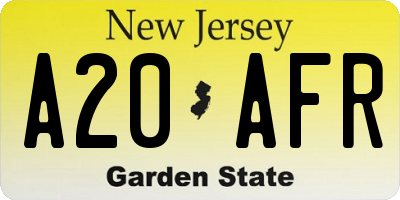 NJ license plate A20AFR