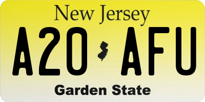 NJ license plate A20AFU