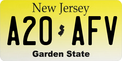 NJ license plate A20AFV