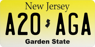 NJ license plate A20AGA
