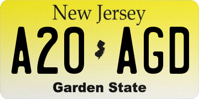 NJ license plate A20AGD