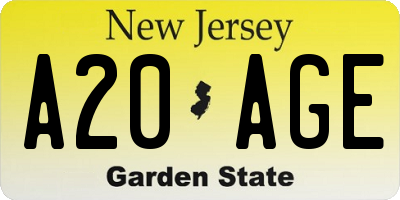 NJ license plate A20AGE