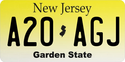 NJ license plate A20AGJ