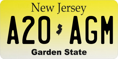 NJ license plate A20AGM