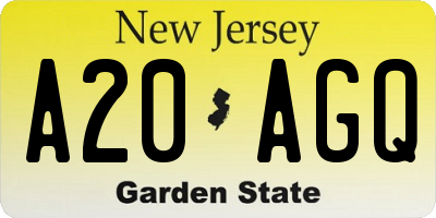 NJ license plate A20AGQ