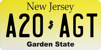 NJ license plate A20AGT
