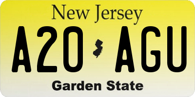 NJ license plate A20AGU