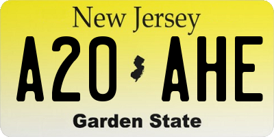 NJ license plate A20AHE