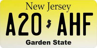NJ license plate A20AHF