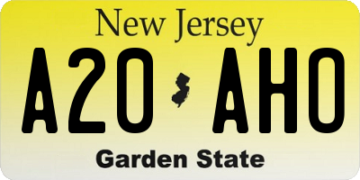NJ license plate A20AHO