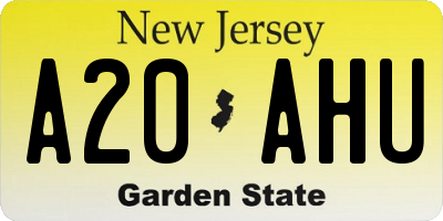 NJ license plate A20AHU