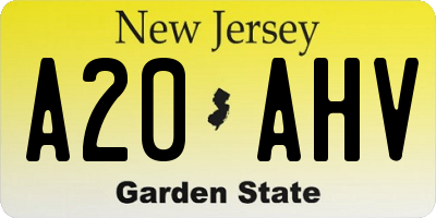 NJ license plate A20AHV